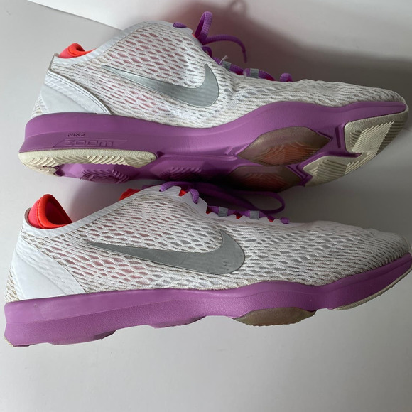 Nike Training Zoom Fit Sneakers Shoes Size 11 Womens White Purple Orange - Picture 8 of 11